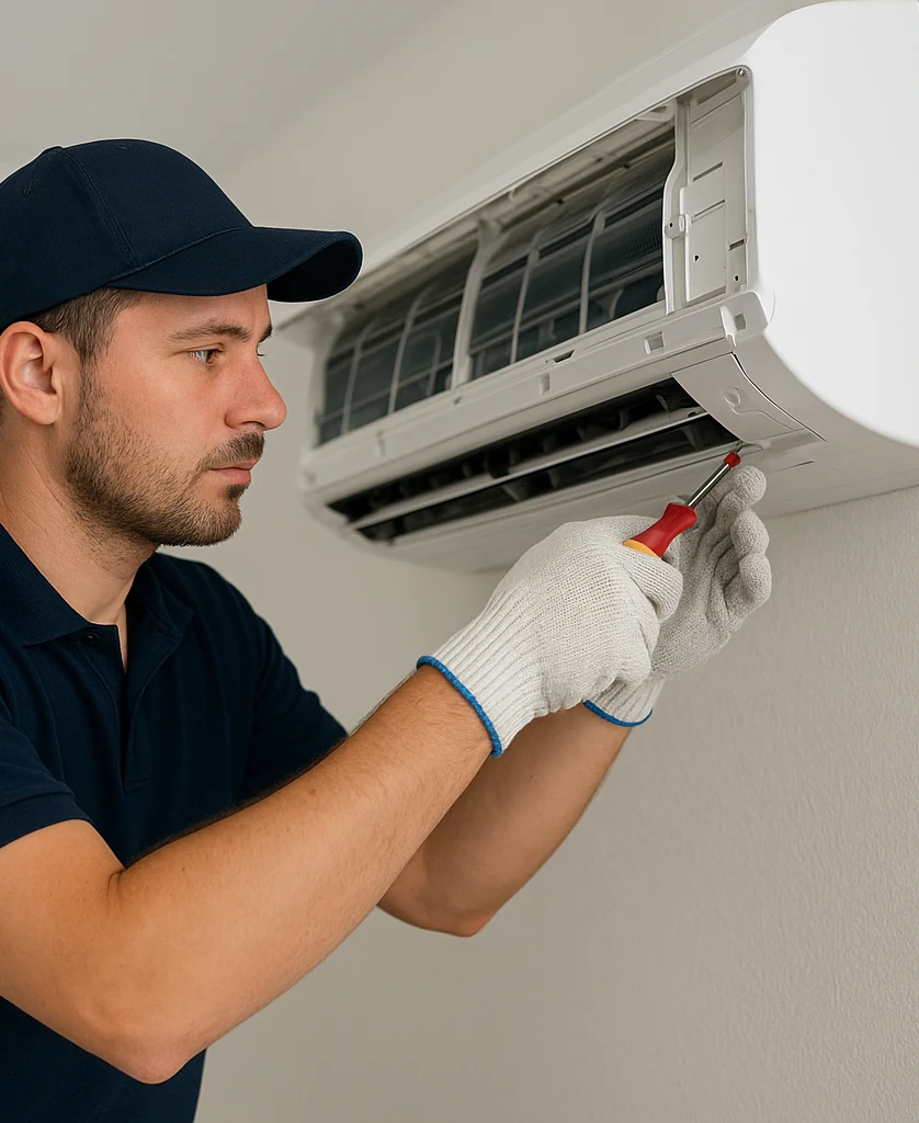 Ar-condicionado residencial em funcionamento