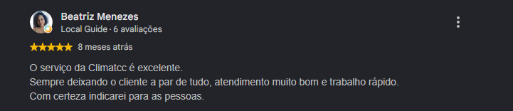 Depoimento de cliente da Climattc no Google